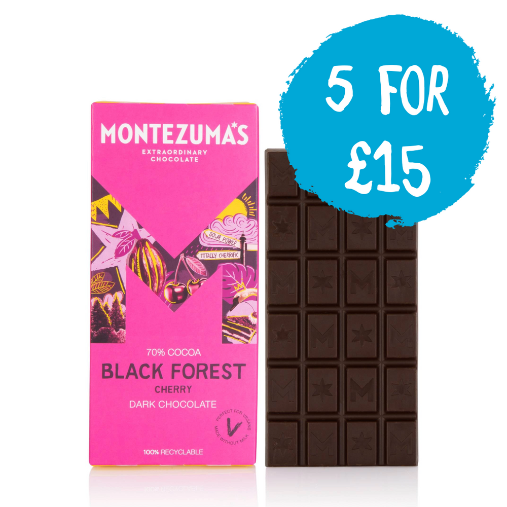 
                  
                    Black forest dark chocolate cherry bar. Buy any 5 bars for £15
                  
                