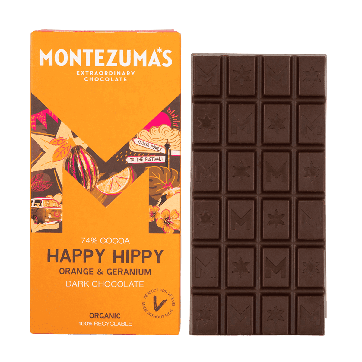 Happy Hippy - Dark Chocolate with Orange and Geranium