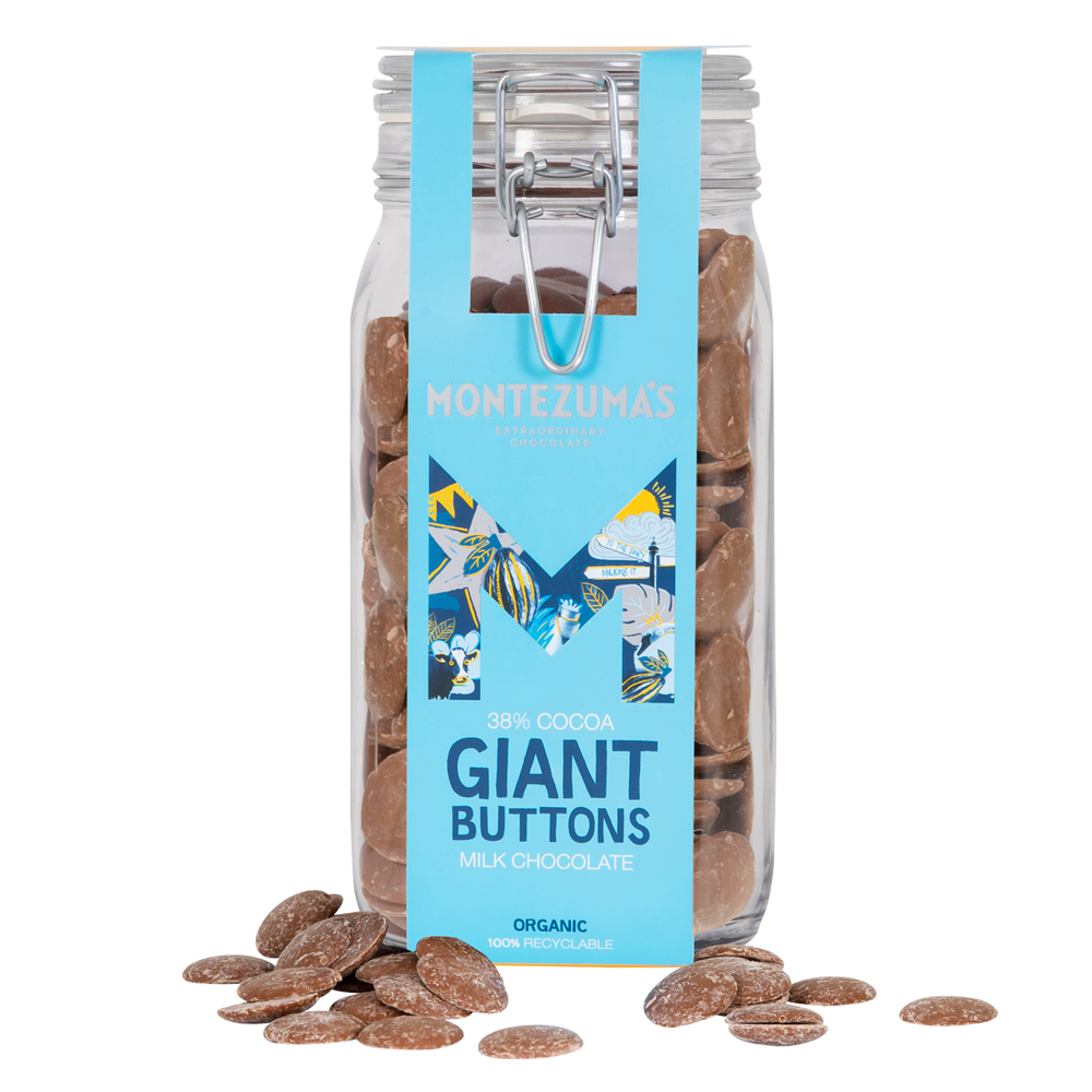 
                  
                    milk chocolate button jar with a blue sleeve 
                  
                