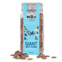 milk chocolate button jar with a blue sleeve 