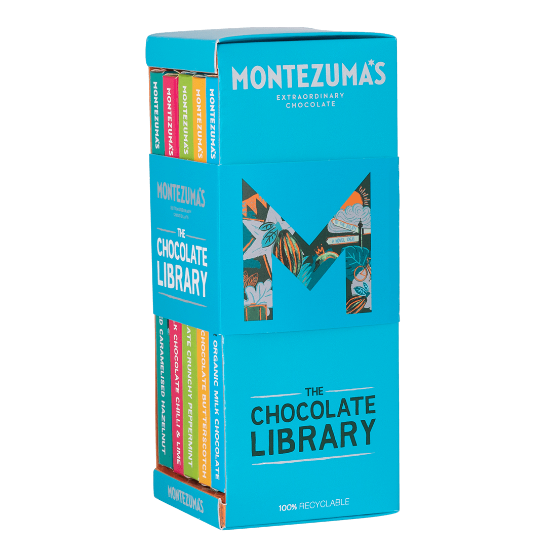 the chocolate bar library - milk chocolate bar collection in blue box