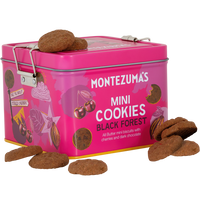 Montezuma's All Butter Dark Chocolate and Cherry Mini Cookies in reusable  pink tin 200g