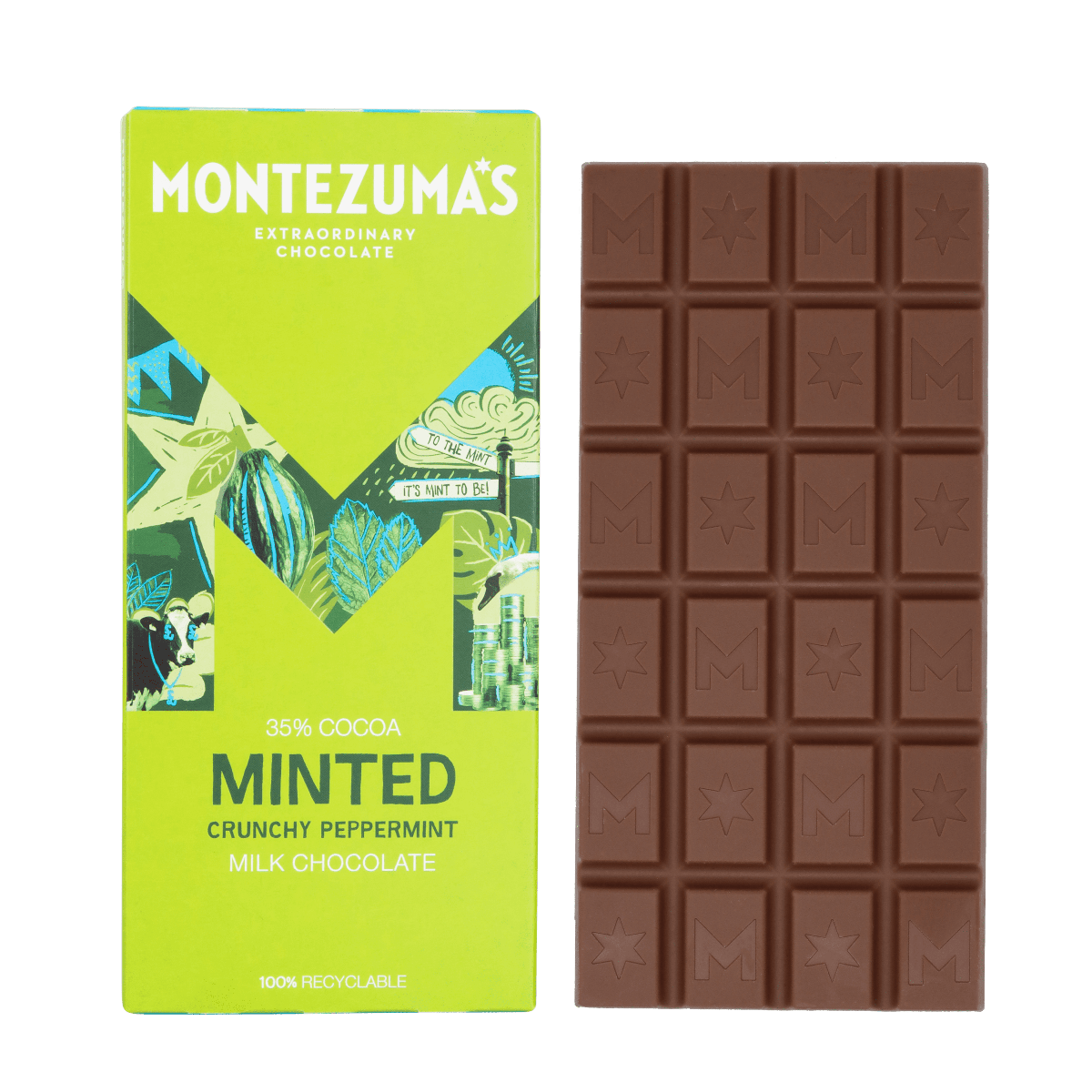 Minted milk chocolate in green carton