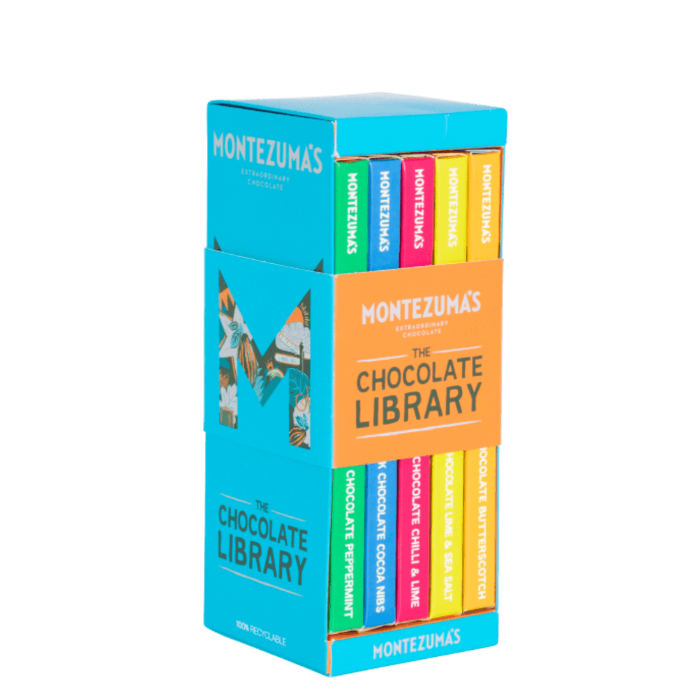 
                  
                    the chocolate bar library - milk and dark chocolate bar collection in blue box
                  
                